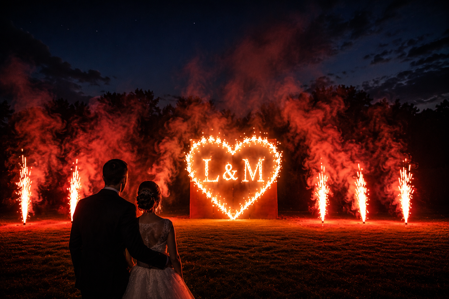 Lichterbild mit Herz und Spezialeffekten für Hochzeiten und Jubiläen
